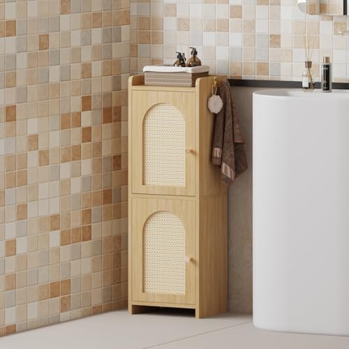 Rattan Bathroom Small Storage Cabinet with 2 Doors | Home Organization - Image 6