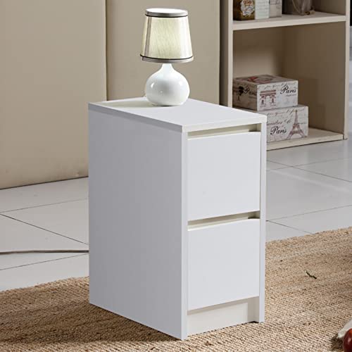 White Bedside Table Modern Simple Nightstand with 2 Storage - Image 3