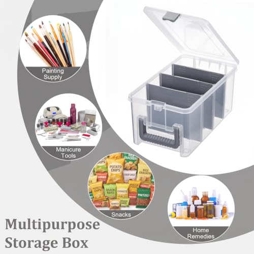 BTSKY Clear Plastic Dividing Storage Box with 4 Deep Compartment - Image 8