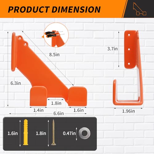 Chainsaw Holder Wall Mount, 2 Pack Heavy Duty Chainsaw - Image 3