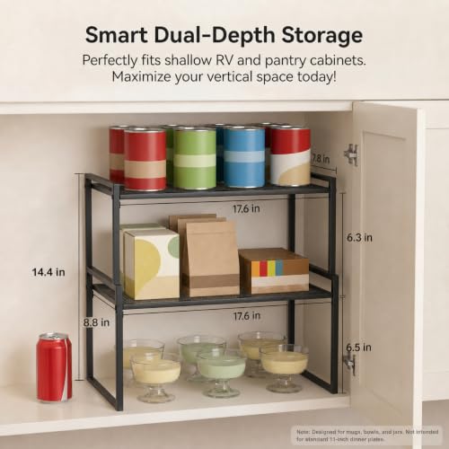 Stackable Kitchen Cabinet Organizer Shelves Pantry Rack Set of 2 - Image 3