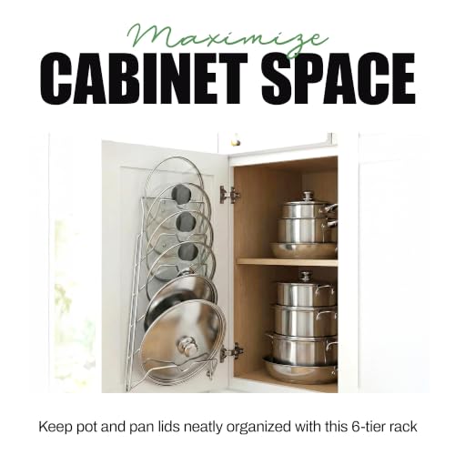 Evelots 6-Tier Pot Lid Organizer for Cabinet Door or Pantry Wall - Image 3