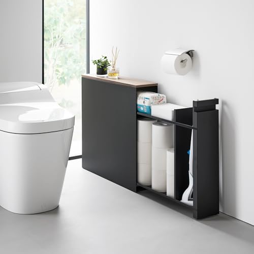 YAMAZAKI Home Pull-Out Bathroom Storage Cabinet with Wood Top - Image 3