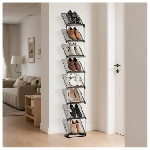 SMILHELTD Vertical Shoe Rack 8 Tiers Narrow Clear Sneaker - Image 3