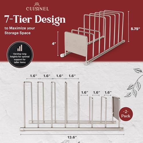 Cuisinel Lid and Dish Organizer Rack - 2-Pack Satin Nickel - Image 5