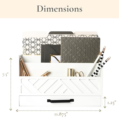 BLU MONACO | Wooden Mail Organizer with Drawer | Mail Organizer - Image 4