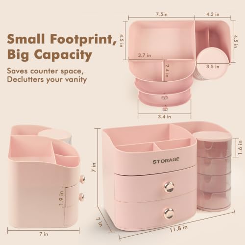 XIAPIA Makeup Organizer Countertop, Make Up Organizer for Vanity - Image 3