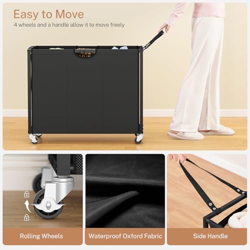 Laundry Sorter, Rolling Laundry Hamper with 3 Section - Image 7