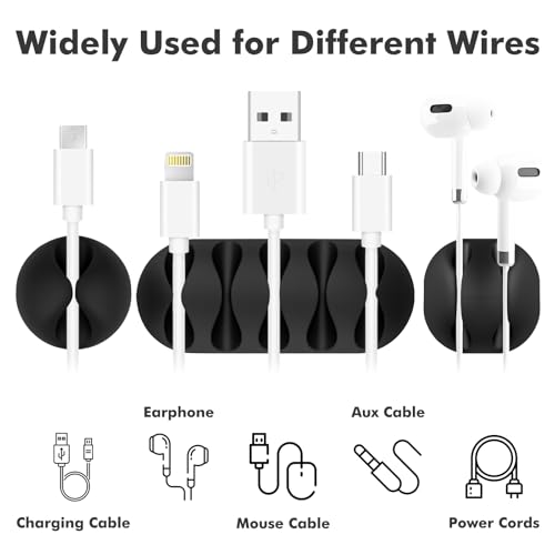 Flezoo 18PCS Black Adhesive Cable Clips Cord Organiz | Cable Managemen - Image 4