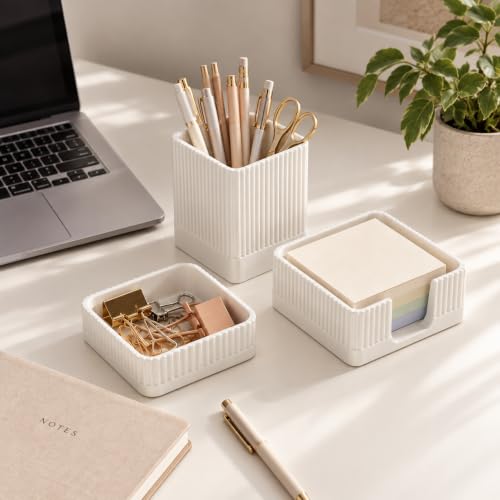 Aesthetic Desk Organizer Set of 3 - Sturdy Concrete Office - Image 8