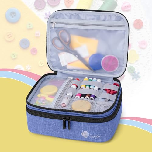 Luxja Double-Layer Medium Sewing Organizer, Dark Blue - Image 3