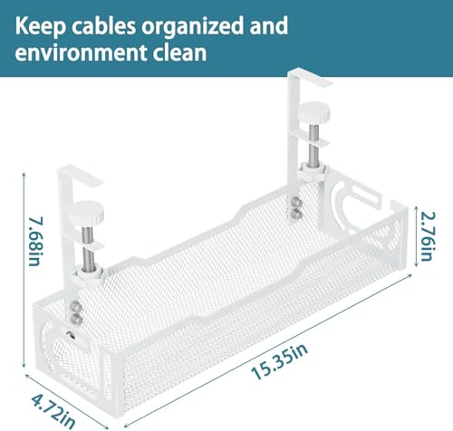 Under Desk Cable Management Tray, No Drill Mesh Cabl - Image 3