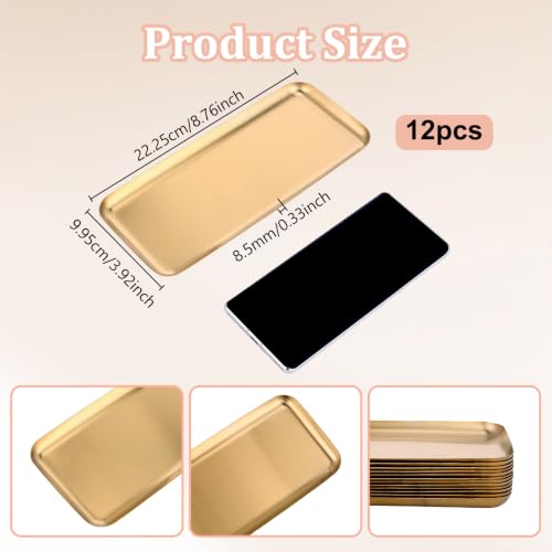 12Pcs Small Stainless Steel Serving Tray Bulk 8.66"x3.74" Jewelry - Image 3