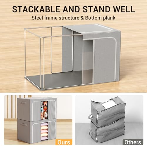Clothes Storage Bins with Metal Frame Foldable Stora | All Products - Image 3