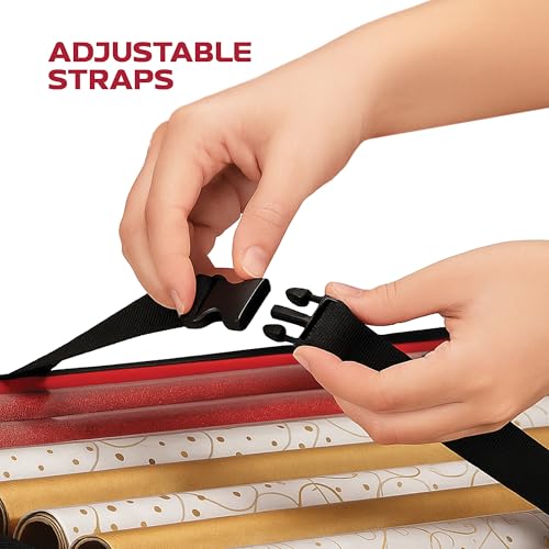 Christmas Wrapping Paper Organizer Storage Box, Straps/Pockets - Image 7