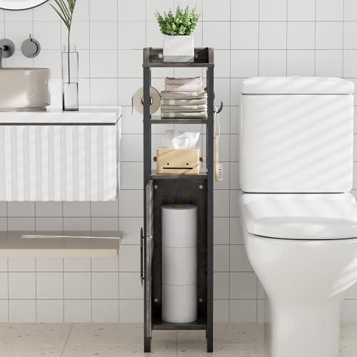 VECELO Small Bathroom Storage Cabinet, Slim Toilet Paper - Image 4