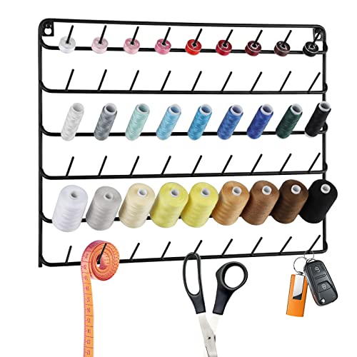 YBING Thread Holder Wall, 2 Pack 54 Spools Thread Rack, Black - Image 6