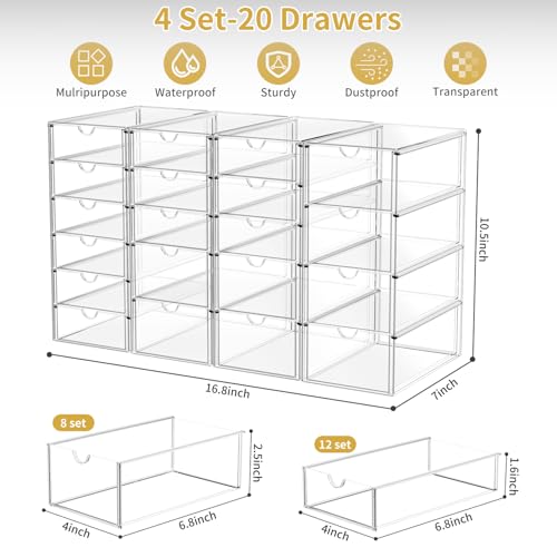 20 Drawers Acrylic Makeup Organizer, stackable Acrylic Storage - Image 3