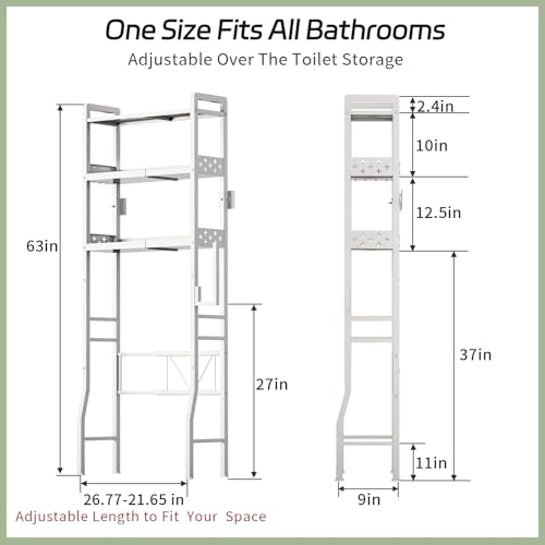 Over the Toilet Storage Shelf 3-Tier Adjustable Bath | All Products - Image 4