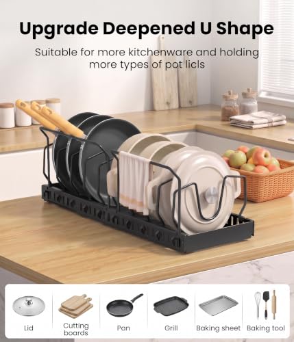 Pots and Pans Organizer Under Cabinet, 10 Dividers Pull - Image 3