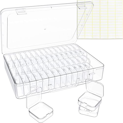 Bead Organizer Box, 60 Pack Small Clear Storage Boxes with Labels - Image 2
