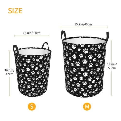 Dog Paws Black Laundry Hamper Bag With Waterproof Liner - Image 4