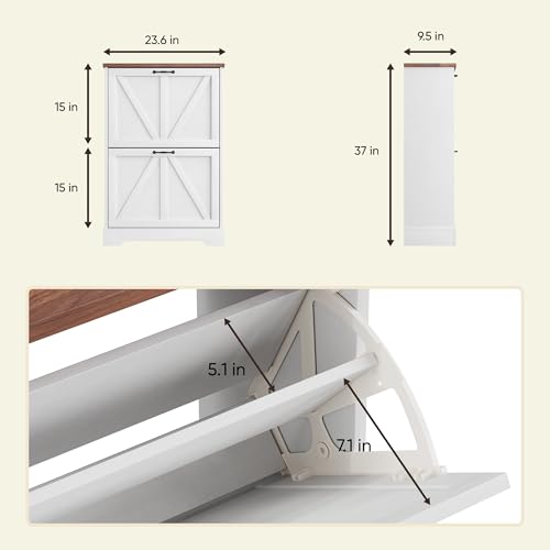 Semiocthome Farmhouse Shoe Storage Cabinet with 2 Flip Drawers - Image 3