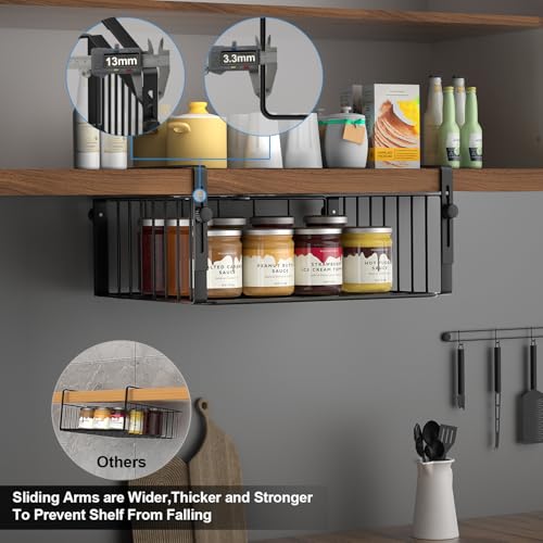 2Pack Under Shelf Storage Basket Organizer, Black - Image 5