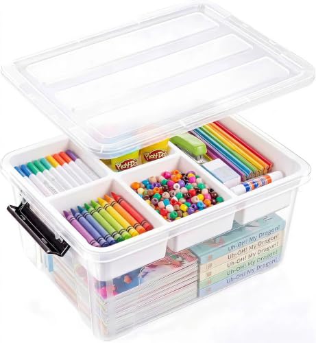 17QT Clear Storage Bins with Lids, Craft Organizers and Storage - Image 2