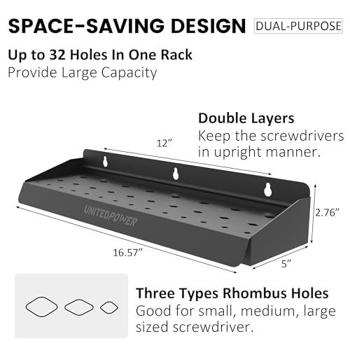 UNITEDPOWER Screwdriver Holder, Wall Mount Storage Rack - Image 3