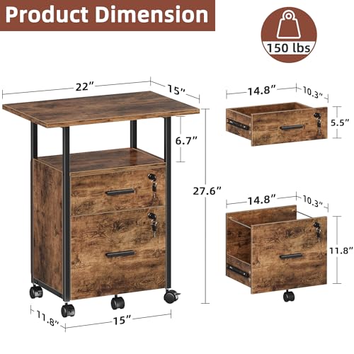 GYIIYUO 2 Wood Drawer Lockable File Cabinet with 22'' - Image 4