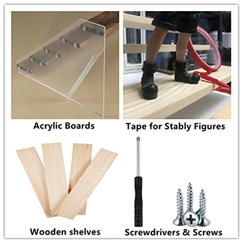 5 Tier Acrylic Display Stand for Figures, Wooden Risers - Image 8