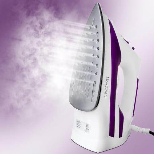 MARTISAN Steam Iron, New Version, Mini Steamer, Powerful Steam, Anti-Calc, Anti-drip, Self-Cleaning, Smooth Non-stick Soleplate, Variable Temperature, Steam Burst, Purple