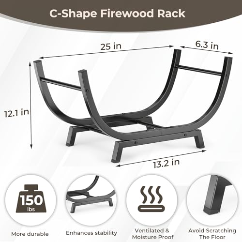 Firewood Rack - 25 inch Outdoor Indoor Metal Firewood - Image 4