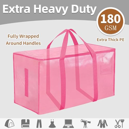 Pink Moving Bags 200LB Heavy Duty 8 Pack Storage Bags - Image 3