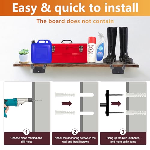 Sinoer 2 Pack Steel Wall Mount Double Garage Storage Hooks - Image 5