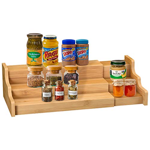 Spice Rack Kitchen Cabinet Organizer- 3 Tier Bamboo - Image 2