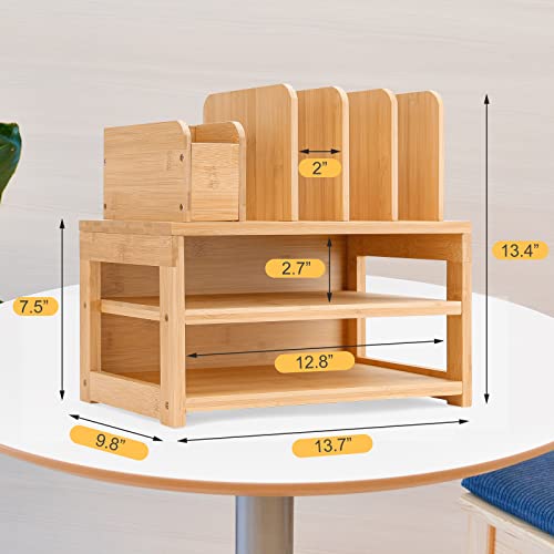 Homde Desk Organizer with File Holder: 3-Tier Bamboo | All Products - Image 7