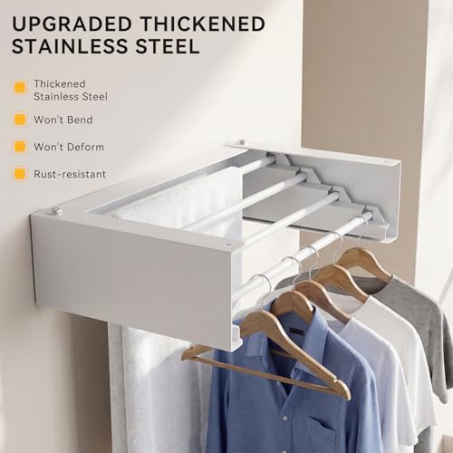 Wall Mounted Drying Rack, 23.6" Retractable Clothes Drying Rack - Image 7