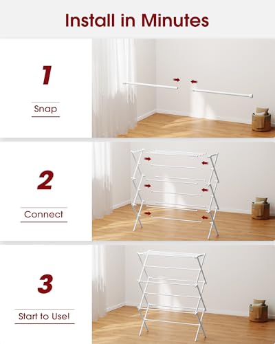 Foldable 3-Tier Clothes Drying Rack 37.4" H with Non-Slip Feet - Image 6