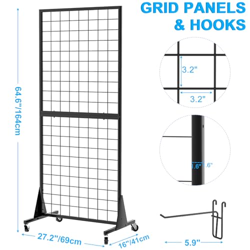 2-Pack Gridwall Panel Display Stand, 2'x5.5' Heavy Duty Floor - Image 3