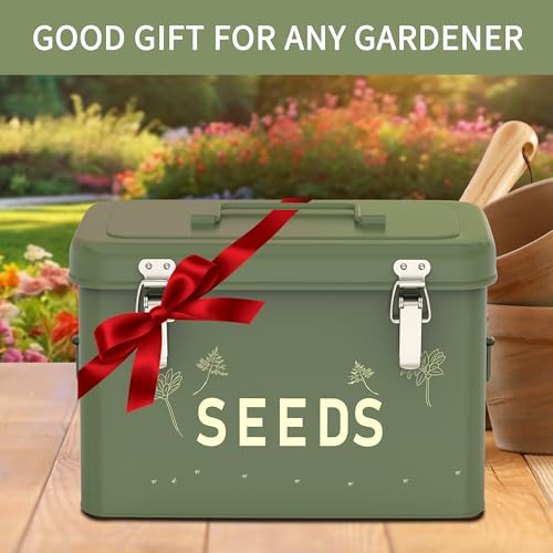 Metal Seed Storage Organizer, 3 Compartments, Vintage Dark Green - Image 8