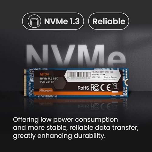 MMOMENT MT34 512GB PCIe 3.0 NVMe M.2 2280 SSD, 2000MB/s Read - Image 5