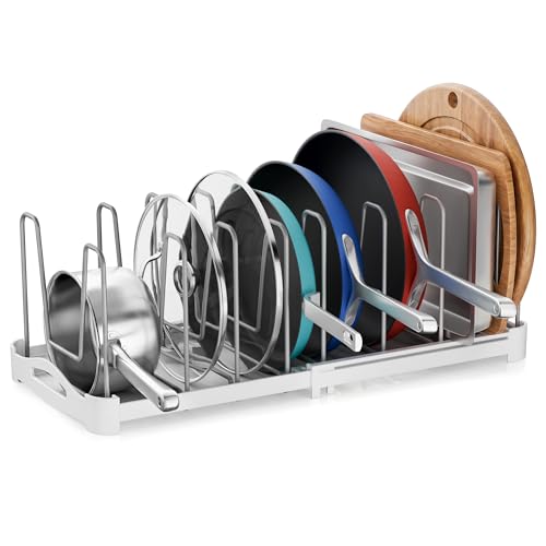 EVERIE Pot Lid Organizer, Adjustable 12.6"-21.5" Bakeware Rack - Image 2