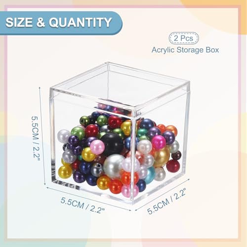 uxcell 2 Pcs Small Acrylic Box with Lid Decorative Storage Box - Image 3