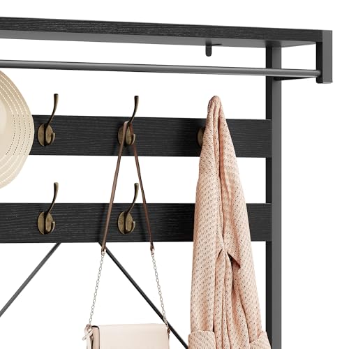 OUTLANE Industrial Hall Tree Coat Rack with Bench – 2-Tier - Image 4