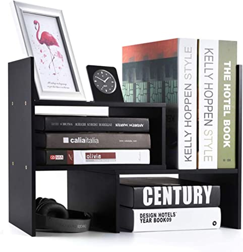 Sorfity Desktop Bookshelf Desk Storage Organizer Adjustable Wood - Image 5
