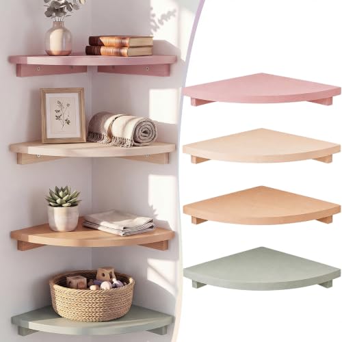 RattanView Floating Corner Shelves Set of 4 Morandi Rounded - Image 2
