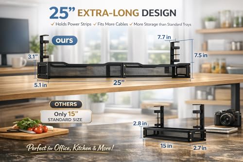 Under Desk Cable Management Tray – 25” Metal Cable | Home Organization - Image 4