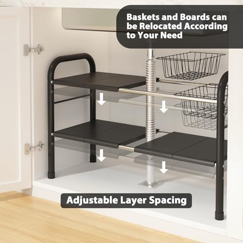 Expandable Under Sink Organizer, 2 Tier Under Sink Shelf - Image 4